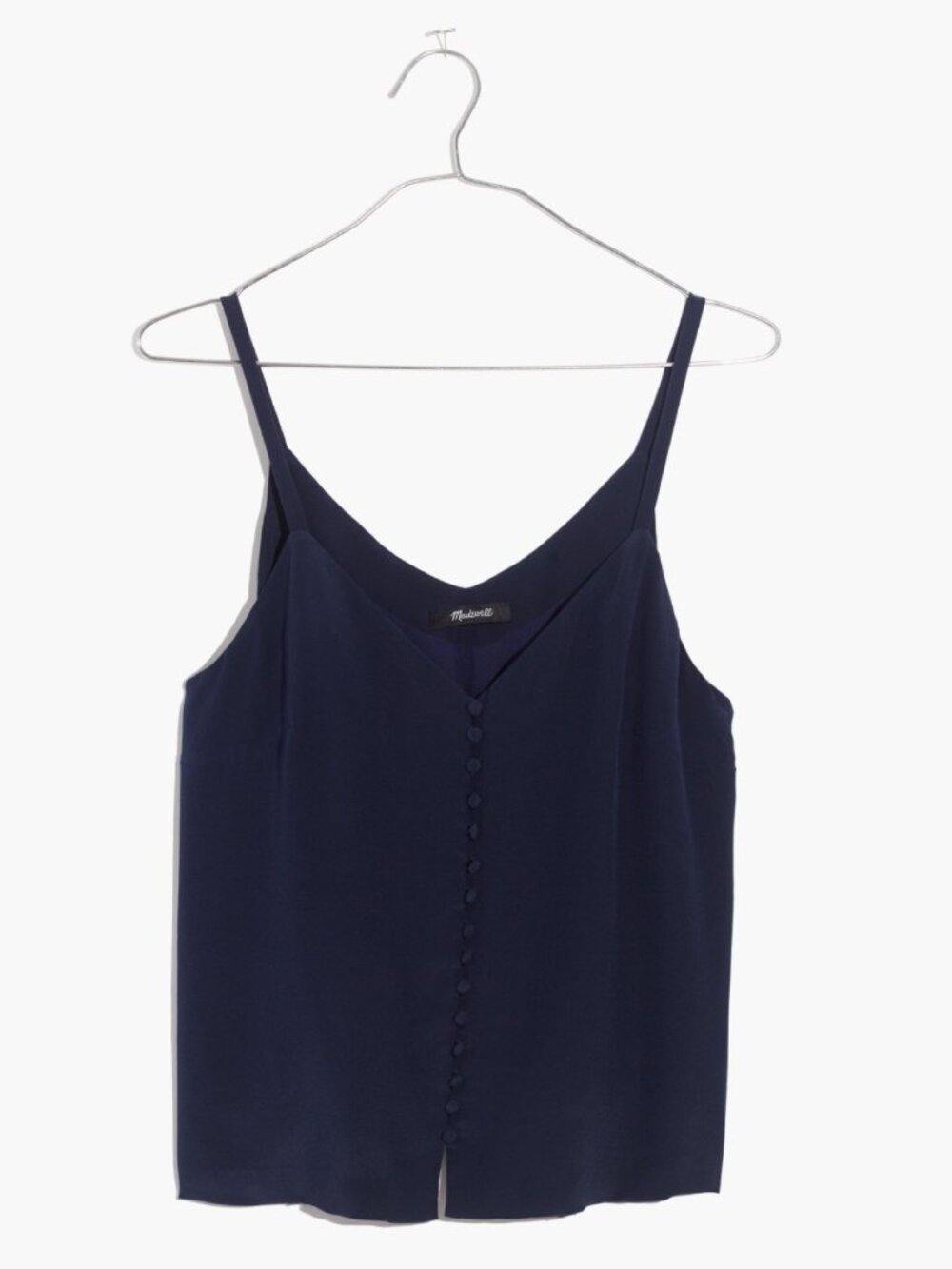 Madewell Silk Button-Down Cami Black Covered Buttons Size 6
